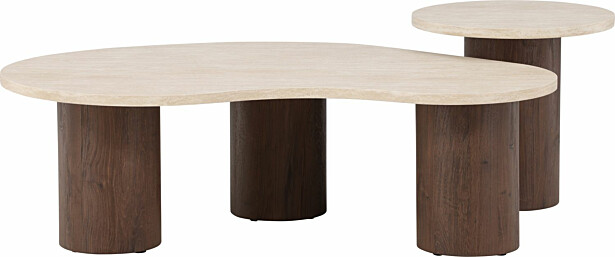 Sohvapöytäsetti Venture Home Megg, 130x70x40cm + ø50x50cm, mocca