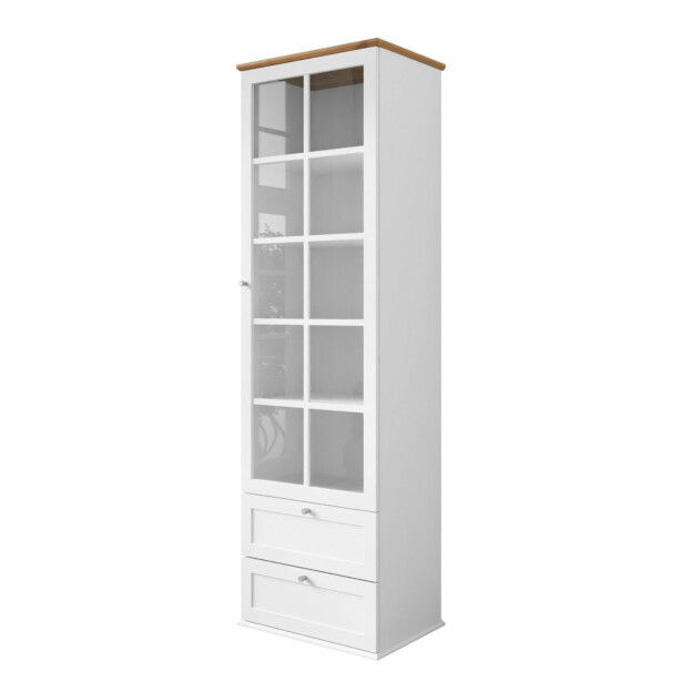 Vitriinikaappi 2SZ1D GACORIS, valkoinen/beige (7155)