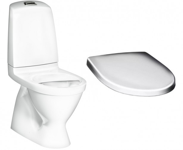 WC-istuin Gustavsberg Nautic 1500, Hygienic Flush kaksoishuuhtelu piilo S-lukko, + istuinkansi Nautic 9M26, valkoinen