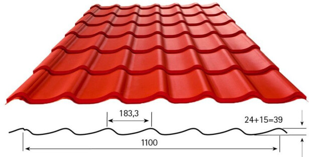 Peltikatto Weckman Teräsaalto Standard Crown Matta, 0.5mm, tiilikuvio