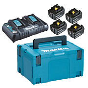 Akkupaketti Makita LXT 18V PowerPack, 4x5.0Ah ja DC18RD + Makpac