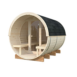 Tynnyrisauna Palmako Anita 1,6+0,7 m², ikkunoilla