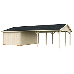 Autotalli Palmako Roger, puuovilla, 19,0+33,2 m2, puuvalmis