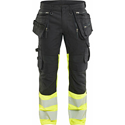 Riipputaskuhousut Blåkläder 1130 Highvis stretch, musta/keltainen, C154