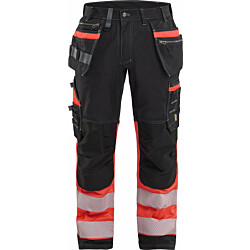 Riipputaskuhousut Blåkläder 1794 Highvis Stretch, musta/huomiopunainen, C56