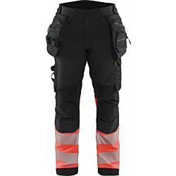 Softshell-riipputaskuhousut Blåkläder 1821 Highvis, musta/punainen, C56