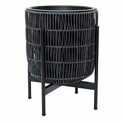 Kukkaruukku Home4You Wicker jalustalla 38x38x49cm, musta