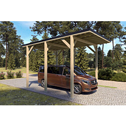 Matkailuautokatos Holzbrüder Ralf 24m2, puuvalmis, kattopelti musta RR33