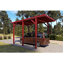 Matkailuautokatos Holzbrüder Ralf 24m2, oksidipunainen RAL 3009, kattopelti punainen RR29