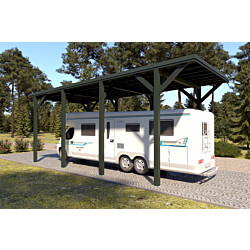 Matkailuautokatos Holzbrüder Ralf 32m2, krominvihreä RAL 6020, kattopelti havunvihreä RR11