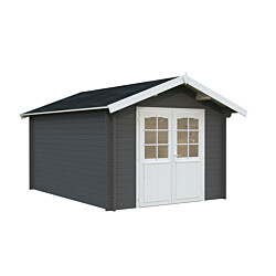 Pihavaja Palmako Lotta, 10m², seinät harmaa RAL7012 / ovet ja räystäslaudat valkoinen RAL7016