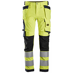 Riipputaskuhousut Snickers 6243 High-Vis, lk 2, keltainen/sininen, koko 112