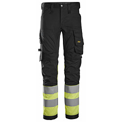 Huomiotyöhousut Snickers 6334 High-Vis, lk 1, keltainen/musta, koko 96