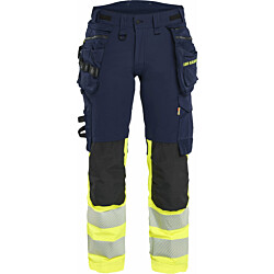 Naisten riipputaskuhousut Blåkläder 7025 Highvis 4-way stretch, mariininsininen/keltainen, C44