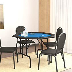 8 pelaajan kokoontaittuva pokeripöytä 108x108x75 cm sininen