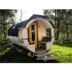 Tynnyrisauna Valter Basic ARCTIC FINLAND HOUSE, Ø 2.3x4.2m, sis. kiuas ja hormi