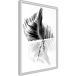Juliste Artgeist Black And White Palm, musta kehys, 45x30cm