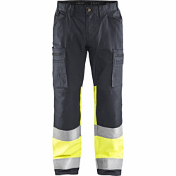 Huomiohousut Blåkläder 1551 Highvis Stretch, harmaa/huomiokeltainen, koko D124