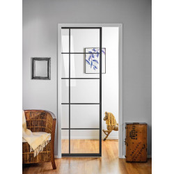 Liukuovi seinän sisään Stella Pocket Door M7, ristikko, 725x2040mm, musta