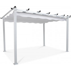 Pergola 2.95x3.95m, laskostettava katto, valkoinen