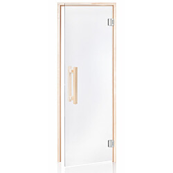 Saunan lasiovi Andres Glass Comfort 8x19, kirkas lasi, haapakarmi