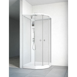 Suihkukaappi Flow Semi Lux, 101x101, valkoinen profiili, kirkas lasi