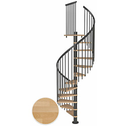 Kierreportaat Dolle Montreal, Classic IV -kaide, öljytty pyökki, antrasiitti, Ø120cm, 13 askelmaa