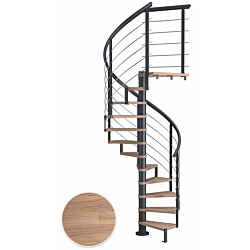 Kierreportaat Dolle Montreal, Design-kaide, valkoöljytty tammi, antrasiitti, Ø120cm, 11 askelmaa
