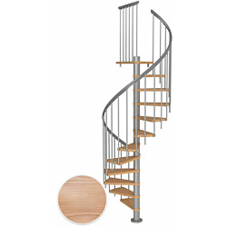 Kierreportaat Dolle Montreal, Classic III -kaide, multiplex-tammi, helmenharmaa, Ø120cm, 14 askelmaa