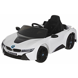 Lasten sähköauto Viheraarni BMW i8, 12V, kauko-ohjattava, valkoinen
