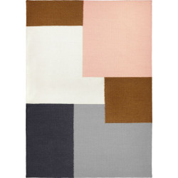 Villamatto Finarte Kortteli, 170x240cm, harmaa/vaaleanpunainen