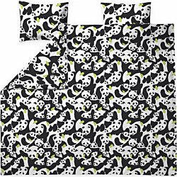 Parivuoteen pussilakanasetti Finlayson Sukukokous 240x210cm musta/valkoinen