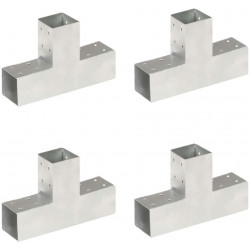 Tolppaliittimet 4kpl, T-muoto, galvanoitu metalli, 71x71mm
