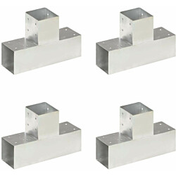 Tolppaliittimet 4kpl, T-muoto, galvanoitu metalli, 91x91mm