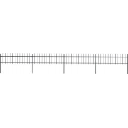 Puutarha-aita, keihäskärjillä, 6.8x0.6m, teräs, musta