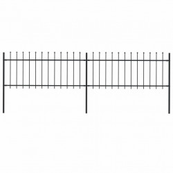 Puutarha-aita, keihäskärjillä, 3.4x0.8m, teräs, musta
