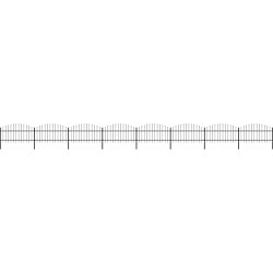 Puutarha-aita, keihäskärjillä, teräs, (1-1.25)x13.6m, musta