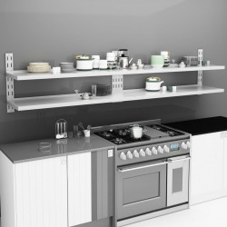 2-krs kelluvat seinähyllyt 2 kpl ruostumaton teräs 300x30 cm