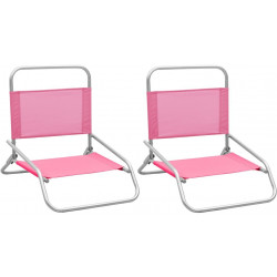 Kokoontaitettavat rantatuolit, 2 kpl, 51x61x58 cm, pinkki kangas