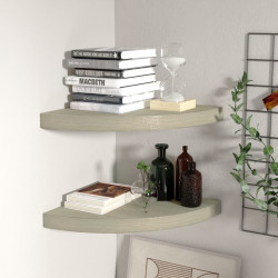 Kelluvat kulmahyllyt 2 kpl tammi 35x35x3,8 cm mdf