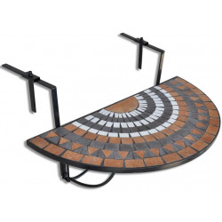 Roikkuva parvekepöytä, terrakotta ja valkoinen mosaiikki