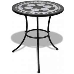 Bistropöytä 60 cm, musta ja valkoinen mosaiikki