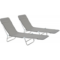 Kokoontaitettavat aurinkotuolit 2 kpl, harmaa