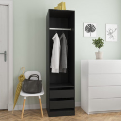 Vaatekaappi vetolaatikoilla musta 50cm, lastulevy