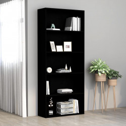 5-tasoinen kirjahylly musta 80x30x189 cm lastulevy