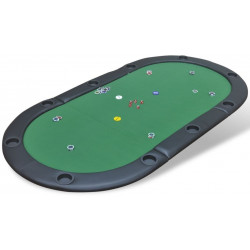 Kokoontaitettava pokeripöytätaso, 10-pelaajalle, vihreä