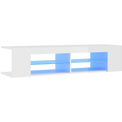 TV-taso LED-valoilla, korkeakiilto valkoinen, 135x39x30 cm