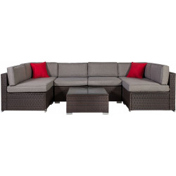 Oleskeluryhmä Home4you Cliff, 6-istuttava, ruskea/harmaa