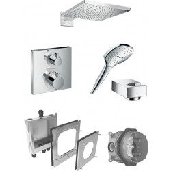 Sadesuihkusetti Hansgrohe ShowerSelect/Raindance E 300 Air, termostaattihanalla, piiloasennus, hierova suihku, ⌀300mm, kiiltävä kromi