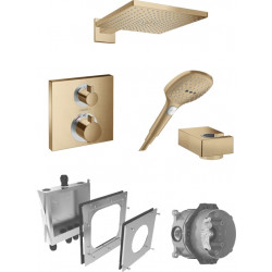 Sadesuihkusetti Hansgrohe ShowerSelect/Raindance E 300 Air, termostaattihanalla, suihkupää ⌀300mm, piiloasennus, hierova suihku, harjattu pronssi